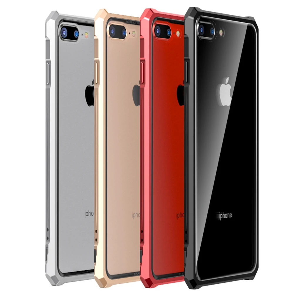 Металлический бампер из закаленного стекла чехол для iPhone 7 8 Plus противоударное стекло высокой четкости металлическая пряжка рамка защитная задняя чехол для iPhone 7 8