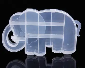 

60pcs 20*13*2.5cm Cartoon Elephant Storage Box Clear Plastic Jewelry Adjustable Box Case Organizer Storage Beads Wholesale