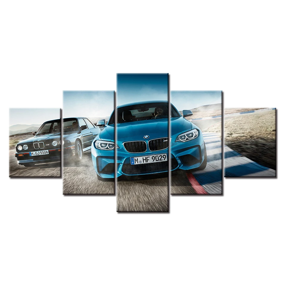 Холст Печатный плакат домашний Декор 5 шт. HD Bmw M3 синий спортивный автомобиль