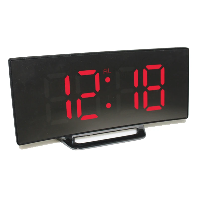 

Electronic Alarm Clock Noiseless Design Digital LED Large Display Mirror Electronic Desktop Powered Clocks Table Decor