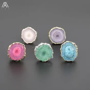 

Sun Flower Drusy Agates Adjustable Ring Women Craft Jewelry,Electroplated Sun Flower Druzy Geode Women Wedding Rings YT-167AMAJ