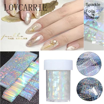 

NEW 100*4cm Sparkle Foil Nail Art Sticker Broken Glass Holographic Stickers Transfer Foils Decal Paper for Nail Art Decorations