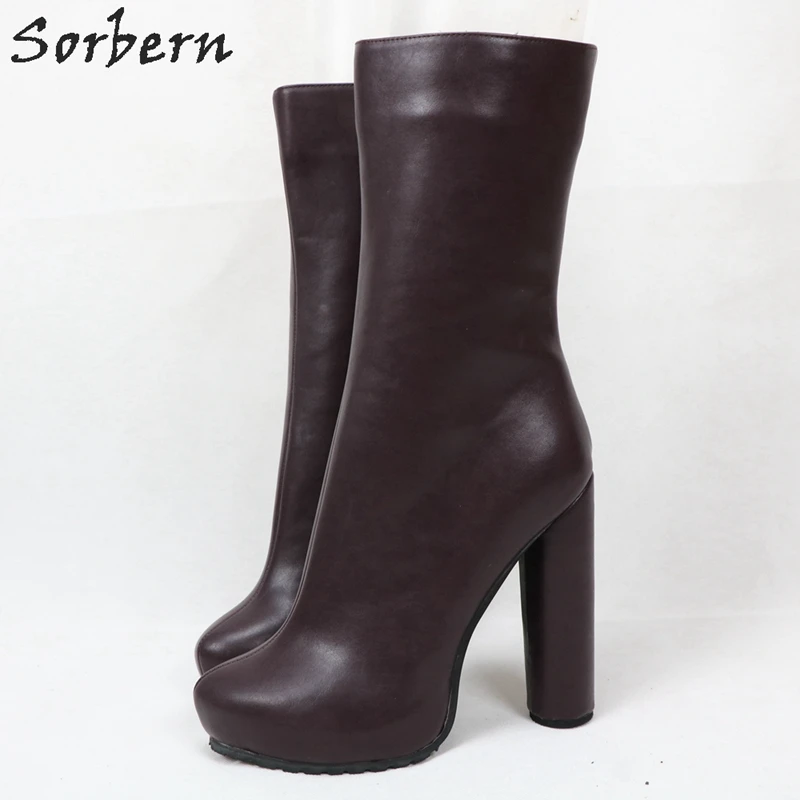 Sorbern/женские ботильоны с круглым носком на каблуке; Botines Mujer; модель года; ботинки с молнией сбоку; большие размеры; EU34-46; цвет на заказ
