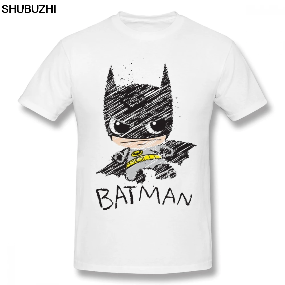 

Batman T Shirt Mini Classic Batman Sketch T-Shirt Men 100 Percent Cotton Tee Shirt Print Beach Fun 5x Short Sleeves Tshirt