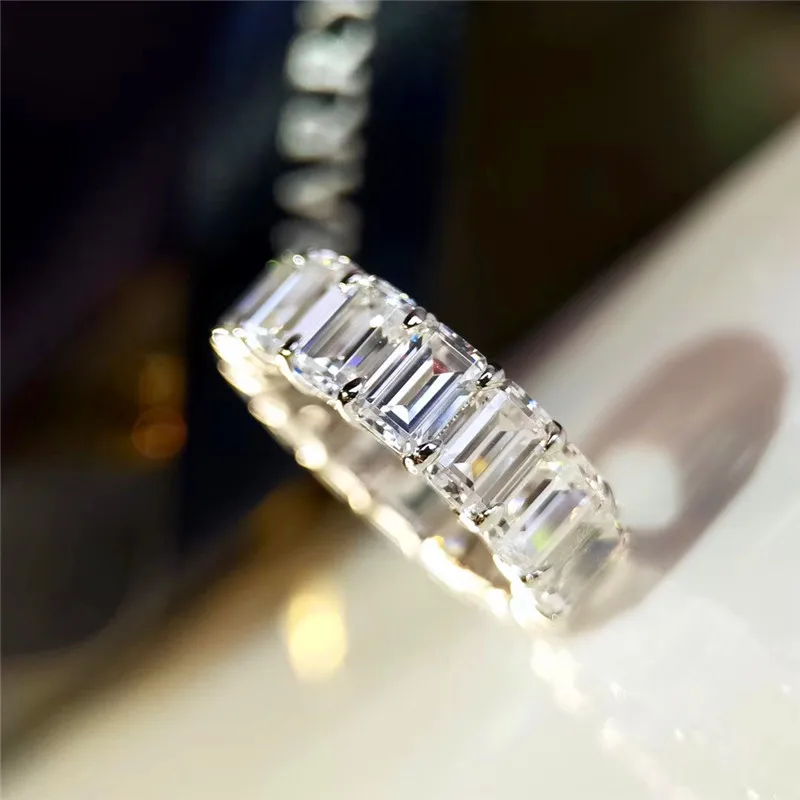 

Luxury Female Square Lab Diamond Ring 100% Real 925 Sterling Silver Engagement Ring Vintage Wedding Rings For Women