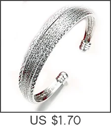 Classical Simple Fashion 925 Sterling Silver Smooth Cuff Bracelets& Bangles Pulseras Valentine's Day Present