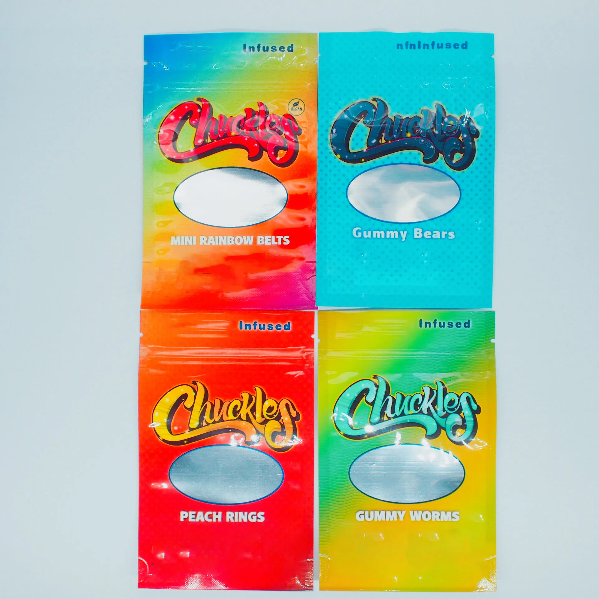 100 PACK Chuckle Mylar Bags EMPTY 4x6 Smell Proof Resealable Zip Lock