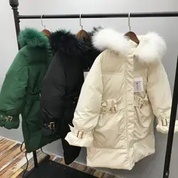 Куртки-пуховики для девочек; Длинная одежда для девочек; плотное Свободное пальто