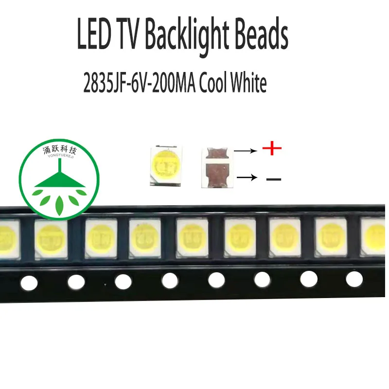 100 шт/партия новые светодиодные 2835 6 в 1 Вт лампочки для монтажа на поверхность холодный белый для ремонта ТВ ЖК-подсветка полоса Горячая