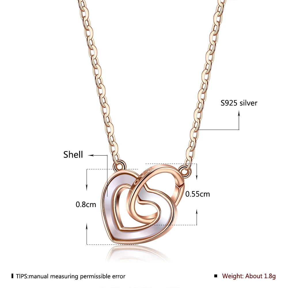 SILVERHOO Fashion Sterling Silver 925 Necklace For Women Heart-shape Round Hoop Pendant Chain Friends Birthday Gift Fine Jewelry
