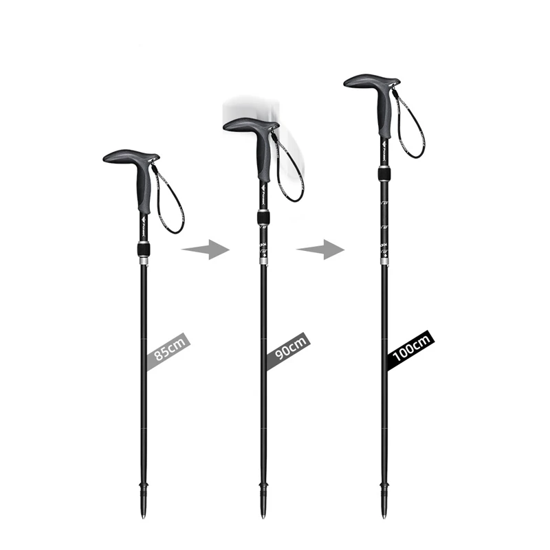 Pioneer 1 Pcs Carbon Fiber T Handle Walking Sticks Outdoor 5 Sections Matte Ultralight Trekking Pole Hiking Cane For Camping 4