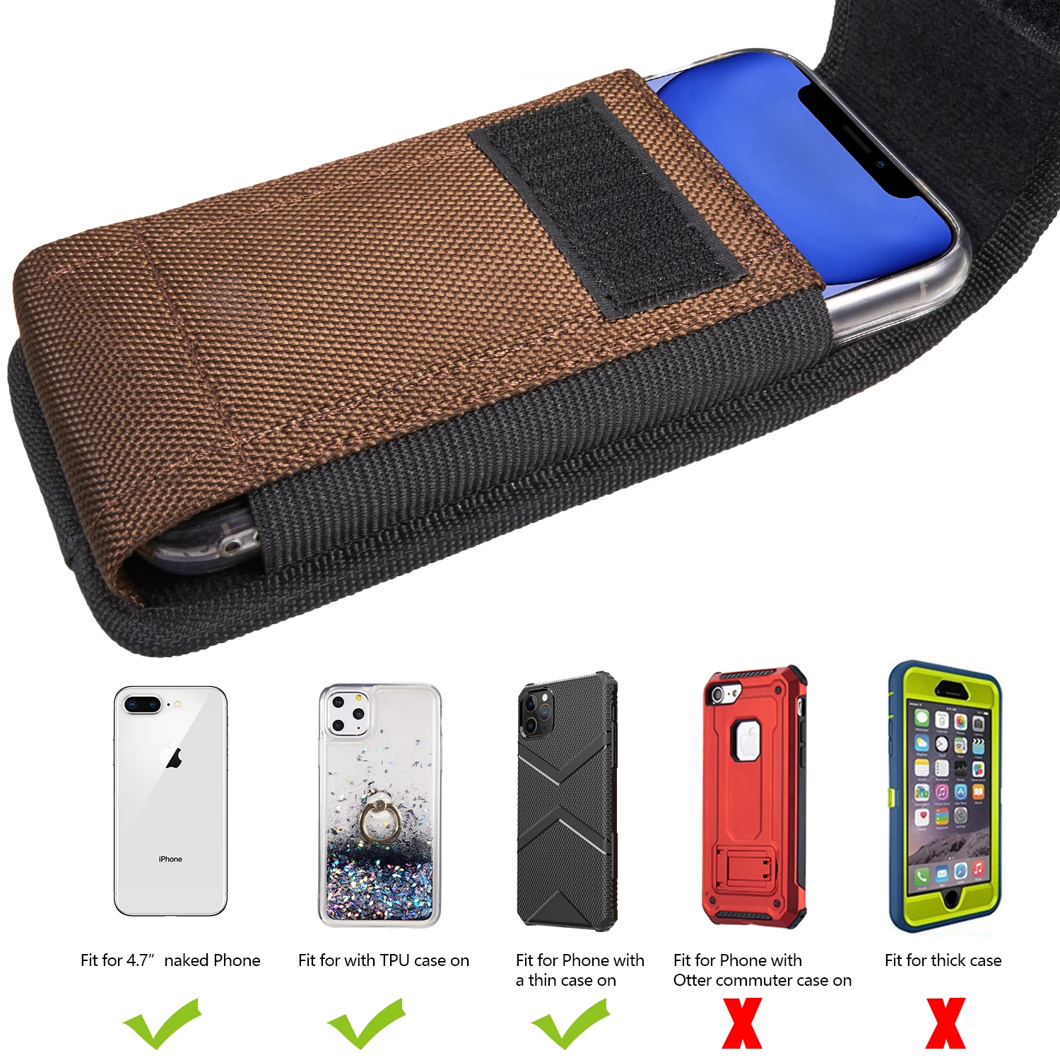 case for iphone 7 Universal 5.1 inch wallet phone case Belt clip hook loop hanging waist cellphone cover Velcro pouch smartphone protection hoder iphone 8 silicone case