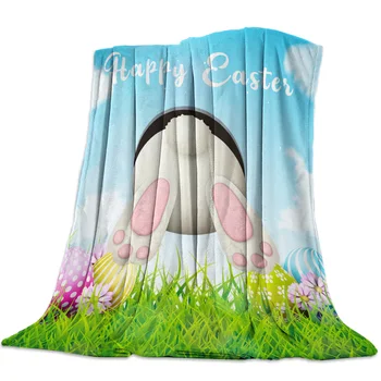 

Rabbit Butts Farms Easter Eggs Throw Blanket Sofa Bed Throw Blanket Kid Adult Warm Blanket for Beds Coral Fleece Fabric