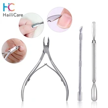 3 шт./лот, ложка для кутикулы из нержавеющей стали, толкатель для удаления кусачек, триммер, машинка для стрижки ногтей, резак, инструменты для маникюра и дизайна ногтей, набор Fils