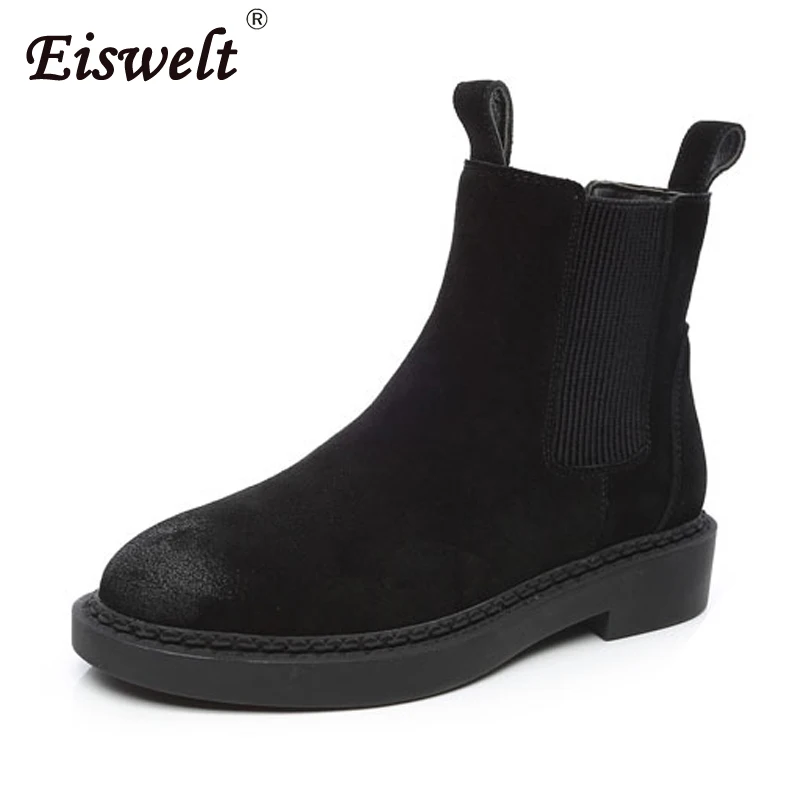 EISWELT/женские модные ботинки из натуральной кожи Сезон осень зима Теплые короткие