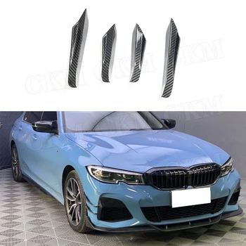 

Dry Carbon Fiber Fiber Front Bumper Side Canards Trunk Fins Trims Winglet For BMW 3 Series G20 2019 2020 Auto Car Styling