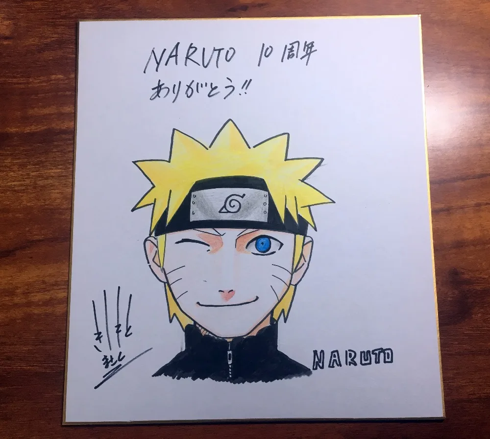 Ручная вывеска нарисованная Kishimoto Masashi autographed Shikishi доска Наруто 079F