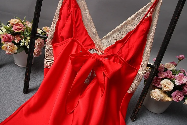Сексуальное Женское ночное белье на бретельках, кружевное шелковое Ночное платье, ночная рубашка размера плюс с v-образным вырезом, Мини Ночная рубашка, ночная рубашка