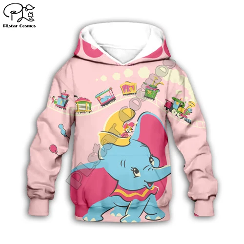 Kids hoodies Мультфильм дети Дамбо 3d принтом толстовки с капюшоном для детей ткань осенние Рубашки из хлопка на лето футболка на молнии для маленьких девочек и мальчиков шорты «Kawaii» комплект с брюками - Цвет: Kids hoodies