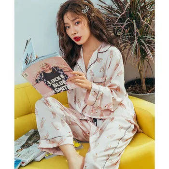 

Youhottest 2020 Autumn Winter Long Sleeves Pijama Women Nature Silk Pajamas