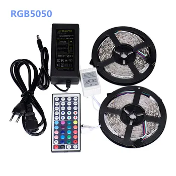 

10M Tape LED Strip Light RGB 5050 Non Waterproof LED Strip light 300 SMD + 44 Key Remote + 12V 5A Power Adapter