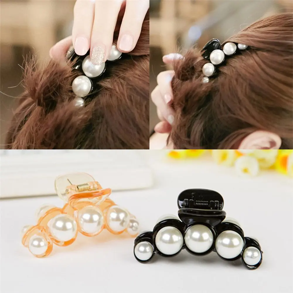 

1pc Fashion Crab Hair Claws Imitation Pearl Lady Headwear For Women Hairpins Plastic Elastic Barrette Hair Clips Accessories Hot