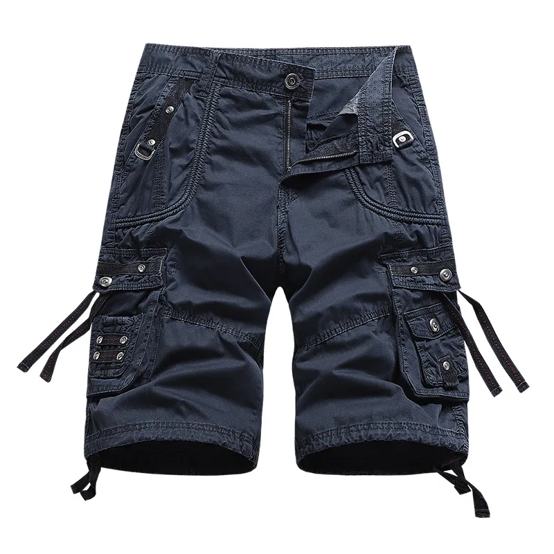 

2021 Men Shorts Summer High-quality Military Cargo Shorts Men Solid Color Cotton Multi-pocket Loose Casual Short Pants Plus Size