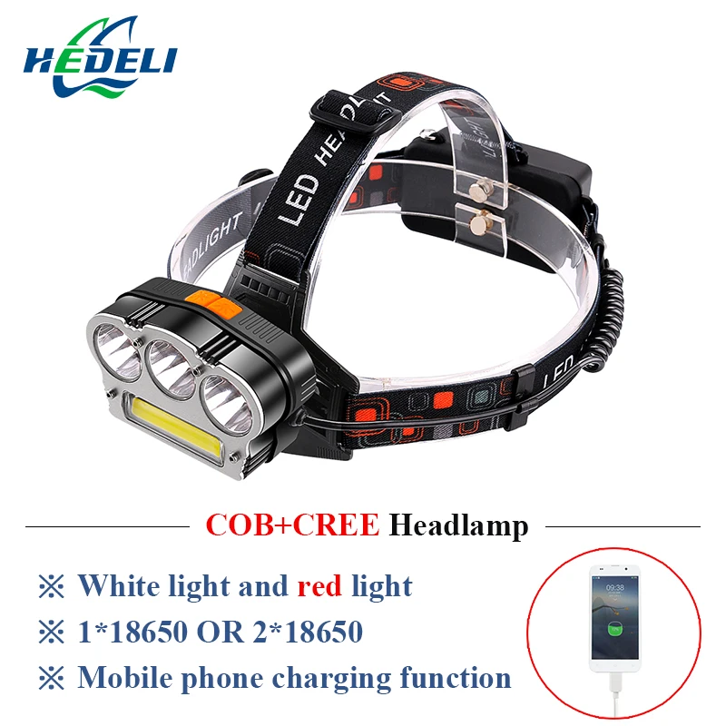 

Power bank headlamp usb led headlamp linterna led cabeza COB headlight xml T6 head lamp lanterna 18650 camping hunting headtorch