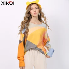 ^#Cheap New XIKOI Fashion Patchwork Print Sweater For Women Winter Knitted Oversized Pullover Warm Long Sleeves O-Neck Pull Femme Jumper ^#Cheap New XIKOI Fashion Patchwork Print Sweater For Women Winter Knitted Oversized Pullover Warm Long Sleeves O-Neck Pull Femme Jumper