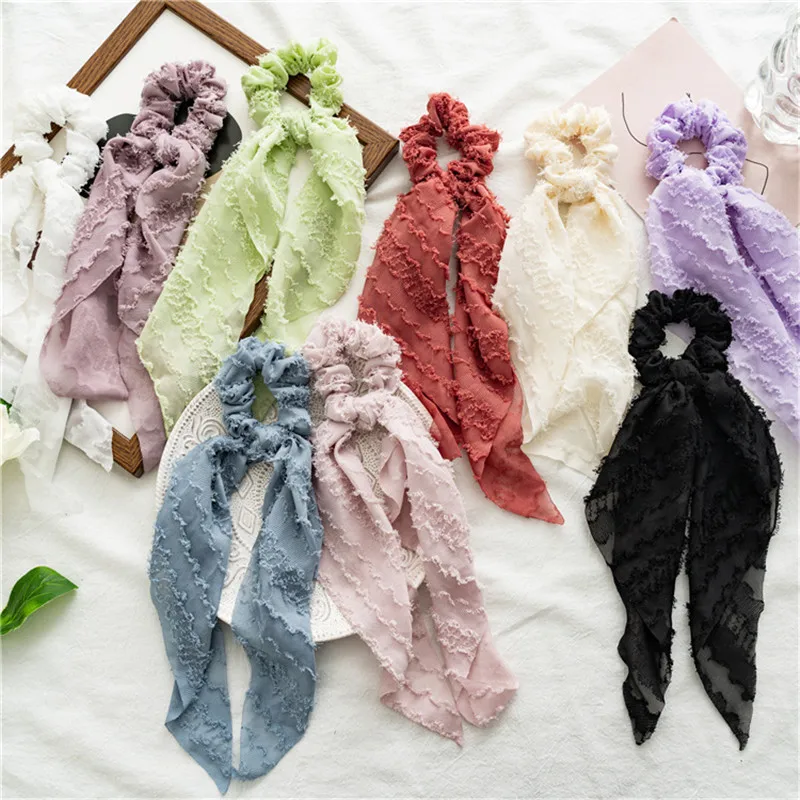 

Ruoshui Woman Chiffon Hair Ties Ribbon Scrunchies Knoted Elastic Hairband Rubber Band Women Hair Accessories Ponytail Holders