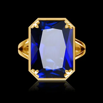 

Rings For Women 14K Gold Jewelry Real 925 Sterling Silver Blue Big Square Bohemia Sapphire Rings Handmade Fine Jewelry Wholesale