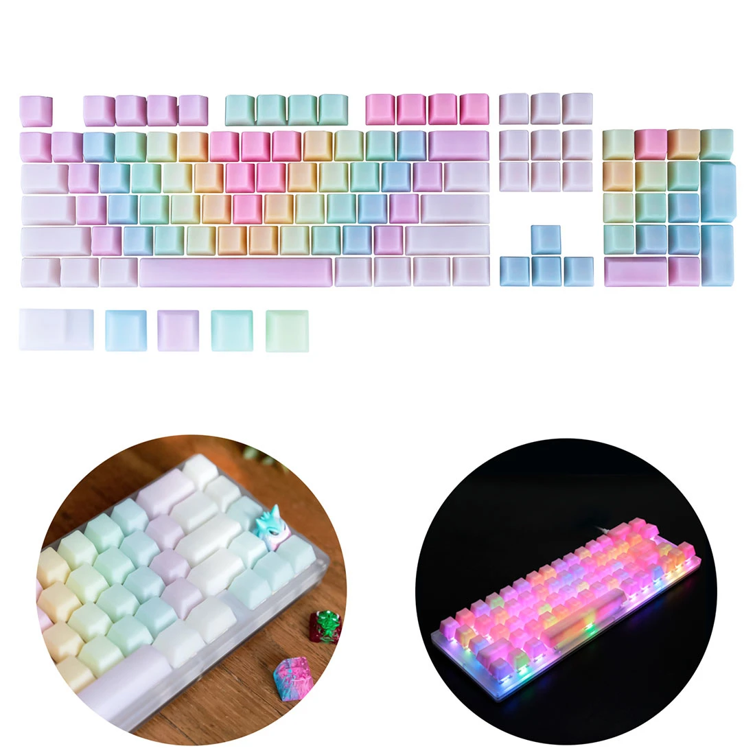 109 key POM Jelly Keycaps Doubleshot Translucent OEM Profile Keycaps