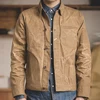 MADDEN Retro Khaki  Jacket Male Size M To XXL Waxed Canvas Cotton  Jacket Military Uniform Light Casual Work Jacket ► Photo 3/6