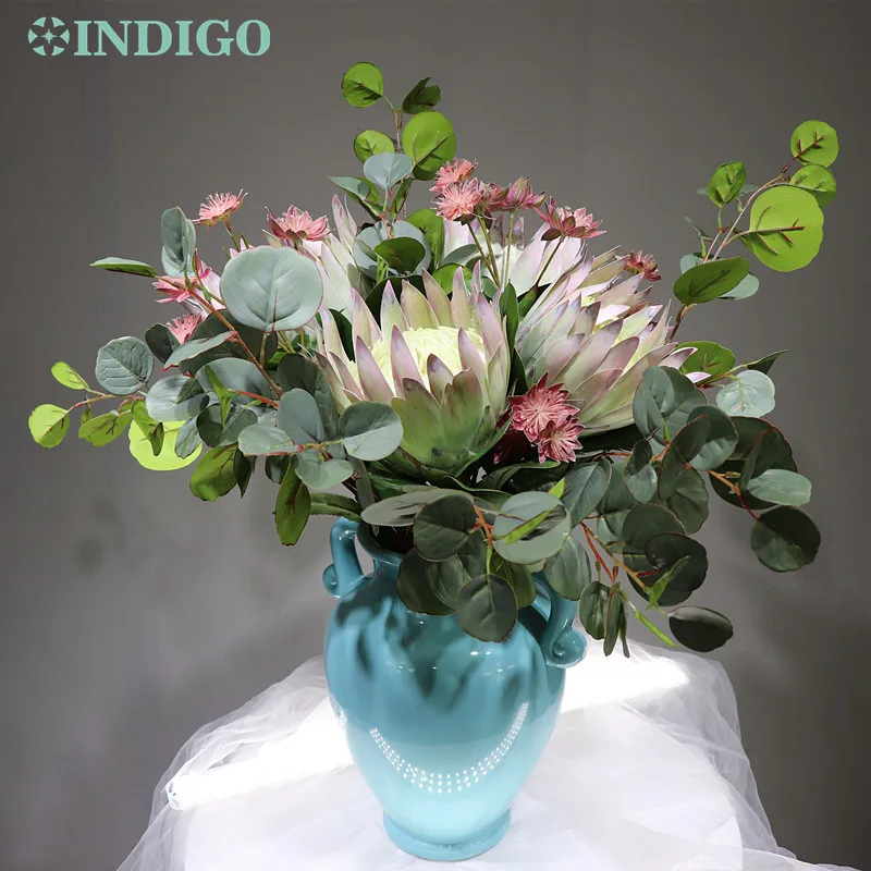 Индиго-розовый протеа cynaroides большой размер Настоящее прикосновение искусственный цветок Свадебные цветы вечерние события