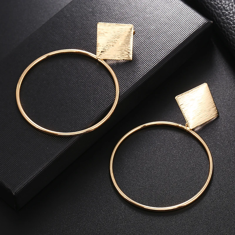 Ear Clip Earrings Fashion Geometric Round Clip on No Pierced Metal Simple Big For Women Party Minimalist ear clip earrings,clip earrings,ear clip