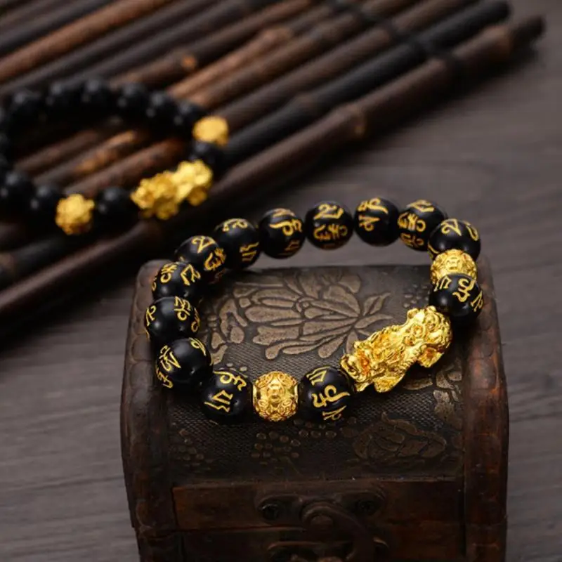 6 слов китайский браслет Lucky Enegry God Beast Pixiu ювелирный подарок золотой цвет смелые