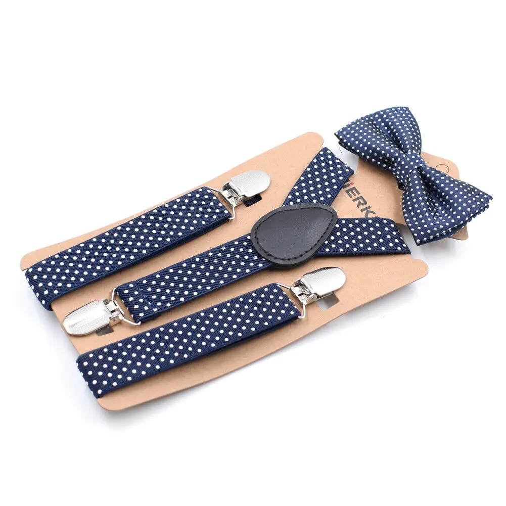 Bow Ties Kids Baby Boy Girls Suspender and Bow Tie Sets Children Formal Party Polka Dot 2Pcs Combo Set Lot