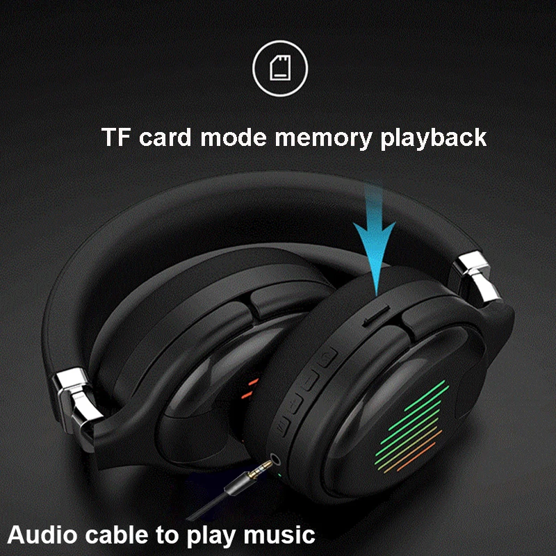HIFI stereo headphones Bluetooth Headset Wireless Headphones Foldable Sport Earphone Microphone headset FM and support SD card