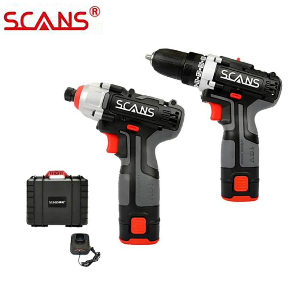 US $204.41 SCANS K221 Tools 16V Cordless Power Tools LiIon Drill And Compact Driver Combo Kit With 220Ah Batteries