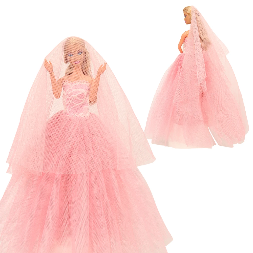 Fashion Handmade Doll accessories Toys For Children Pink Bride Wedding Party Dress Clothes Suit For Barbie Dressing make up game