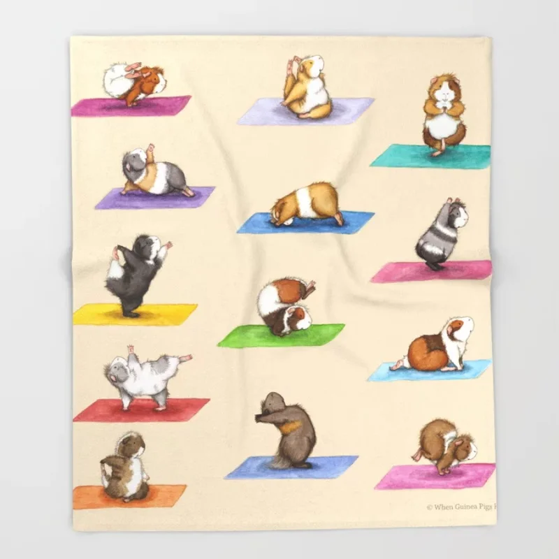 The Yoguineas - Yoga Guinea Pigs - Namast-hay! Throw Blanket