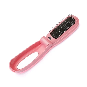 

Folding Massage Comb Convenient Electric Hair Comb with Mirror Antistatic Straight Hair Comb Hairdressing Tool
