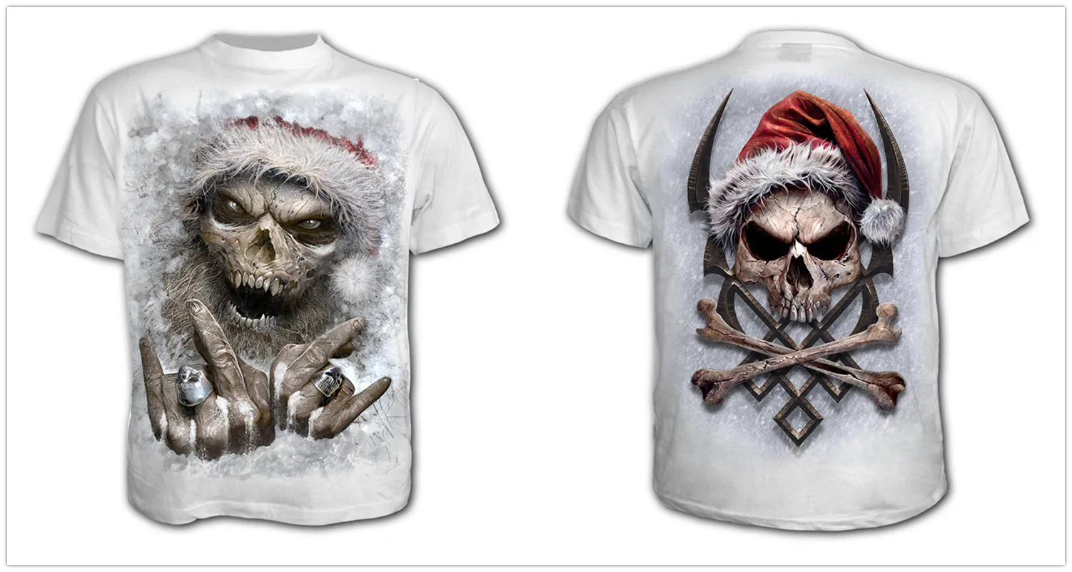 Mens 3D Skull T-Shirt - Punk Summer Streetwear Top O-neck Sizes XXS-5XL
