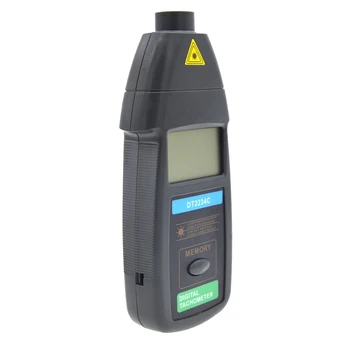 

Precision Non-Contact Tachometer W/Extended RPM Range, Digital LCD Screen, Protective Case, Black (DT2234C)