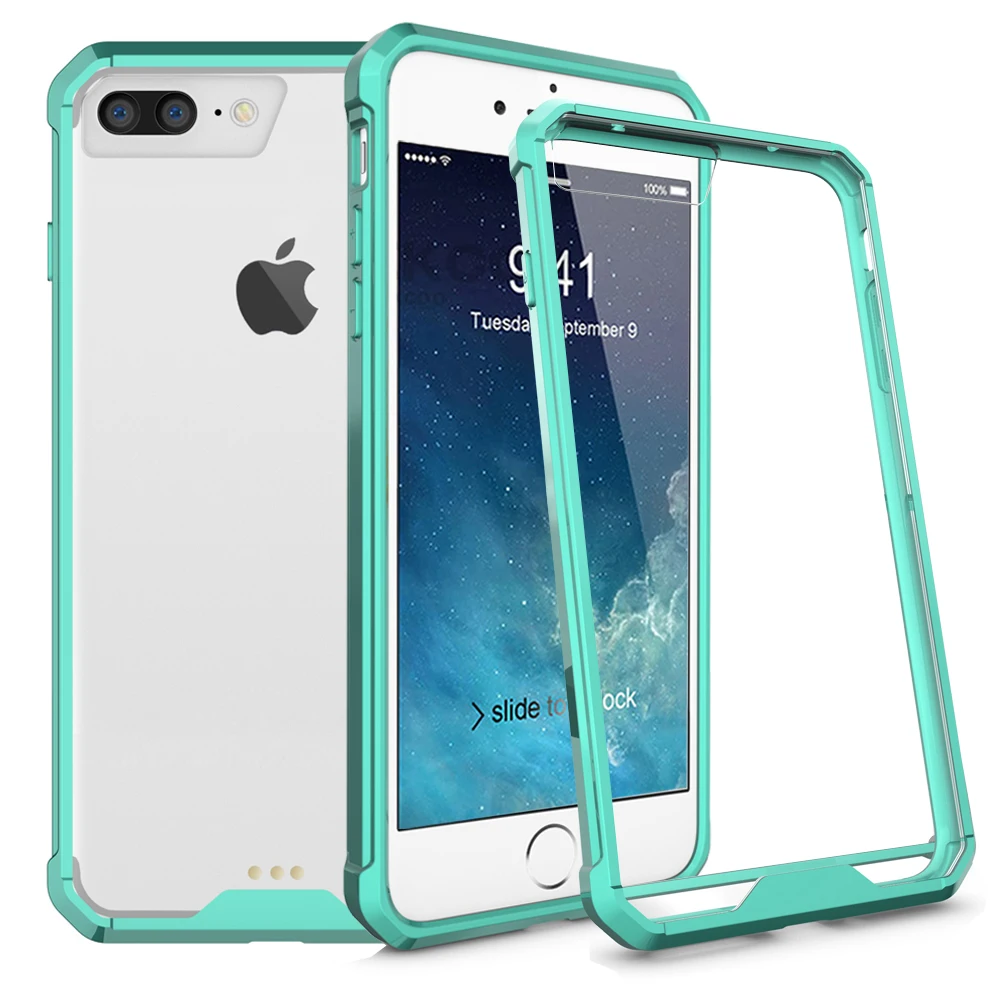 

SuaGet Transparent Clear 7 Case For Apple iPhone 7 8 X Plus Shockproof Arcylic Silicone PC Phone Skin Hard Cover Shell