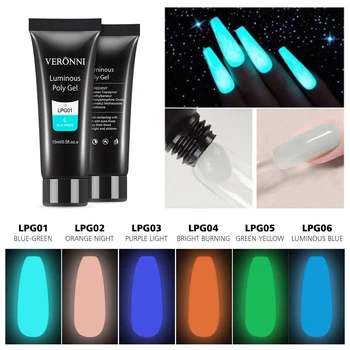 

Neon Poly Gel Nails Gel Fluorescence Quick Building Acrylic 6 Colors Poly Nail Gel Extension Gel Bright for Nail Art Design