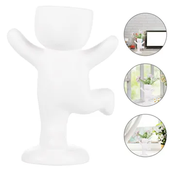

1pc Humanoid Ceramic Flowerpot Pretty Stylish Creative Desktop Decor Garden Plant Pot Succulent Planter for Office