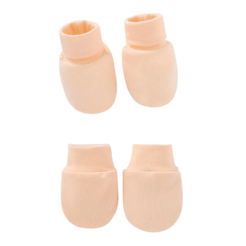 Baby Newborn Soft Cotton Face Protection Gloves Foot Cover Set Anti Scratch Mittens Socks Kit baby mittens anti scratching gloves 2 Pair