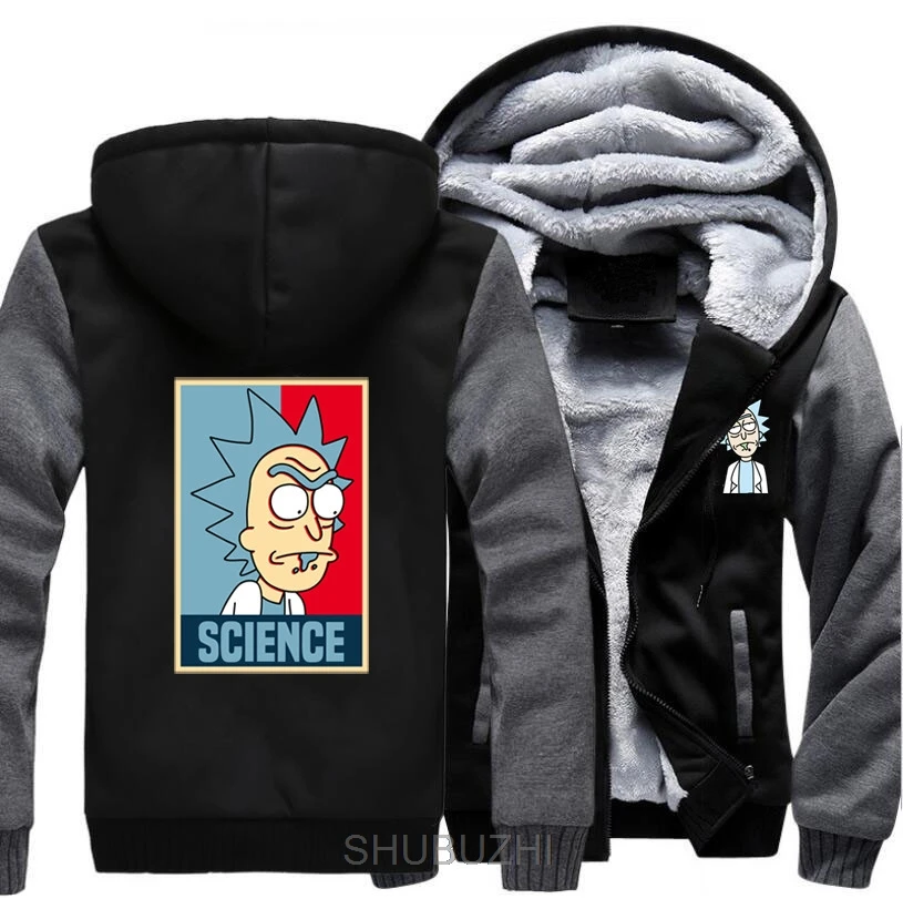 Толстовки с капюшоном в стиле аниме «Science Rick and Morty», плотные мужские зимние теплые куртки shubuzhi, спортивный костюм, мужской свитер, японское пальто - Цвет: same as picture
