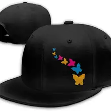 Разноцветная бейсболка с бабочкой, унисекс, плоская бейсболка, регулируемая черная